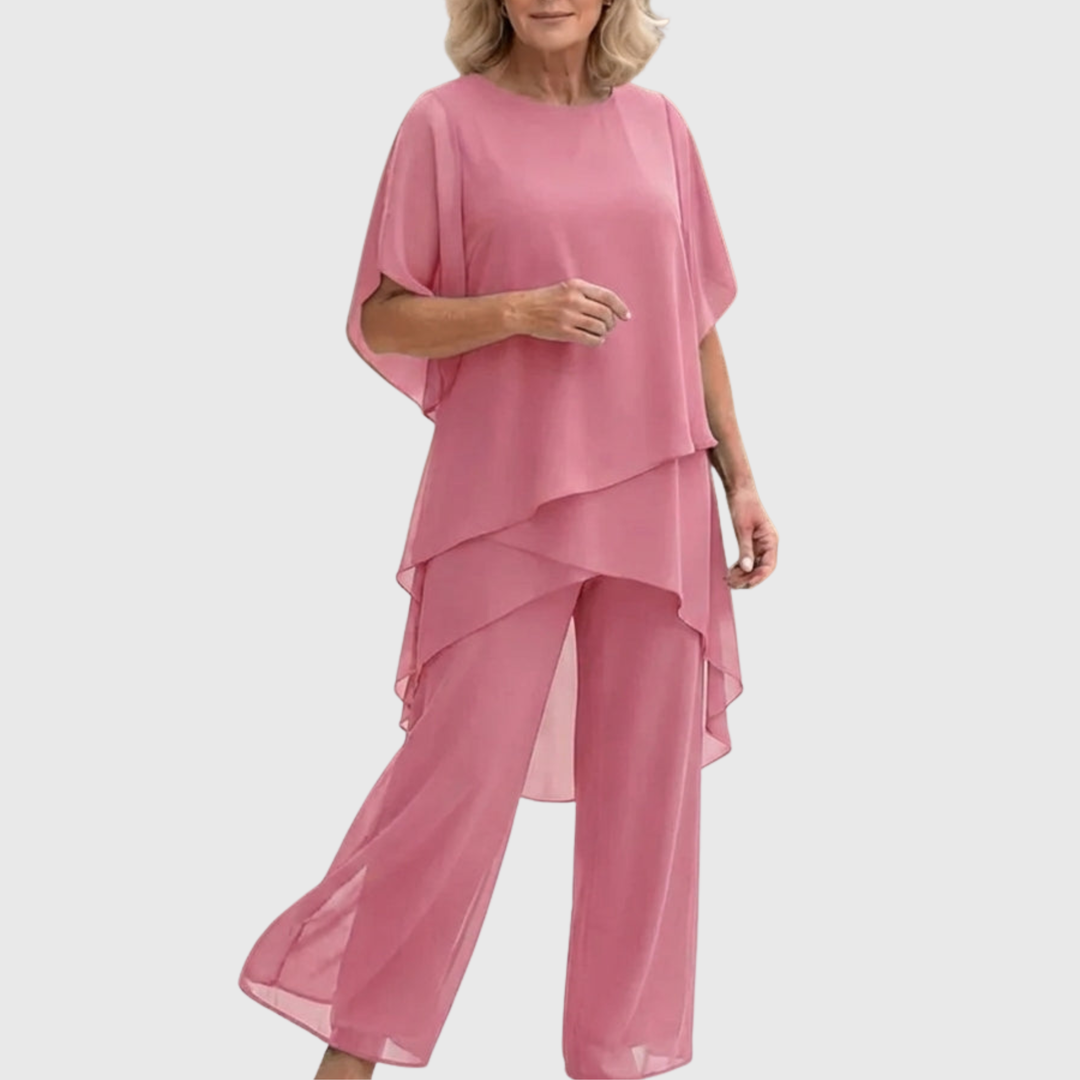 Shauna - Traje con pantalones palazzo drapeados
