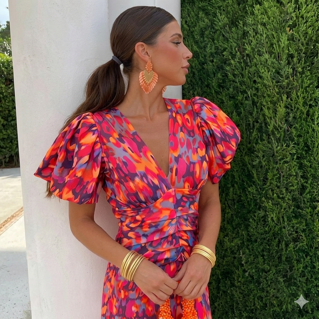 Bella – Vestido con mangas plisadas