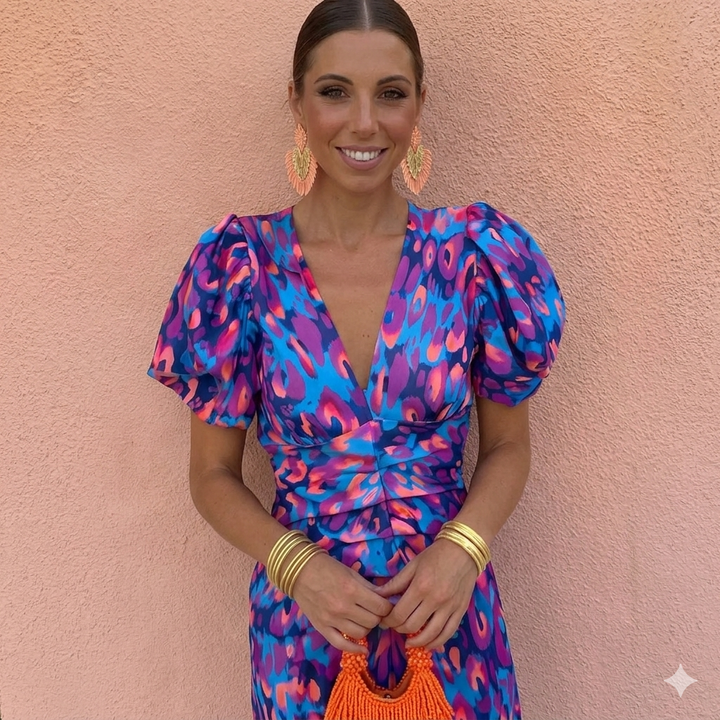 Bella – Vestido con mangas plisadas