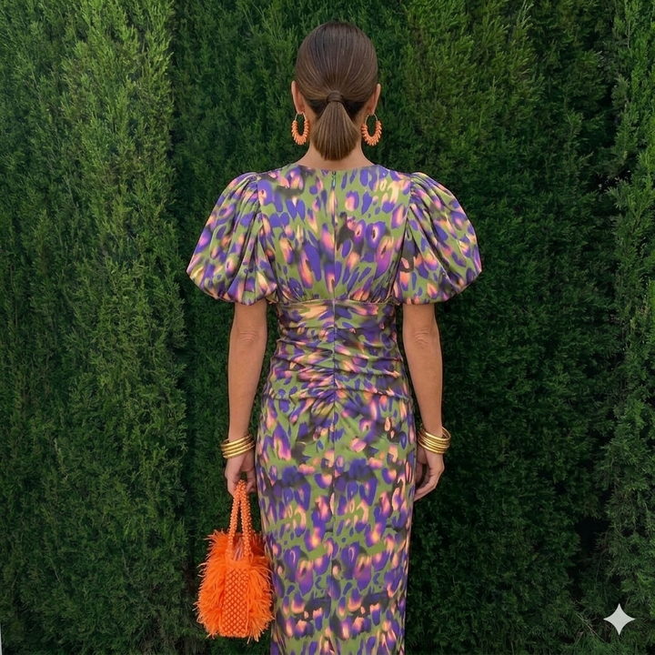 Bella – Vestido con mangas plisadas