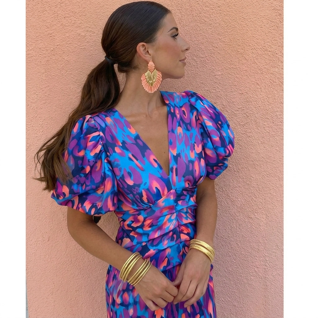 Bella – Vestido con mangas plisadas