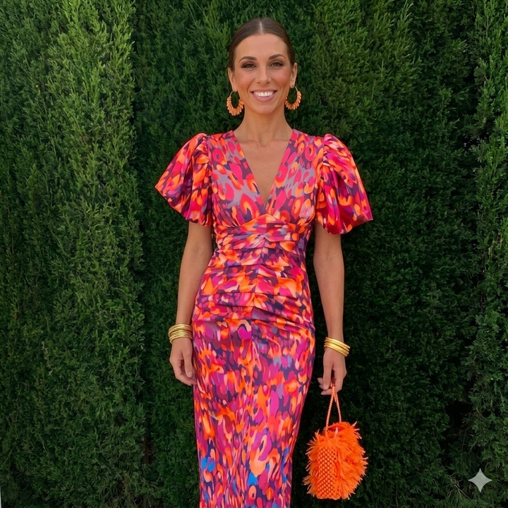 Bella – Vestido con mangas plisadas