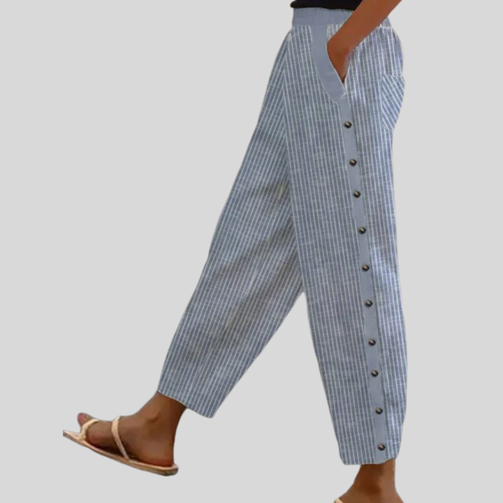 Linaya - Pantalón de Botones Rayado