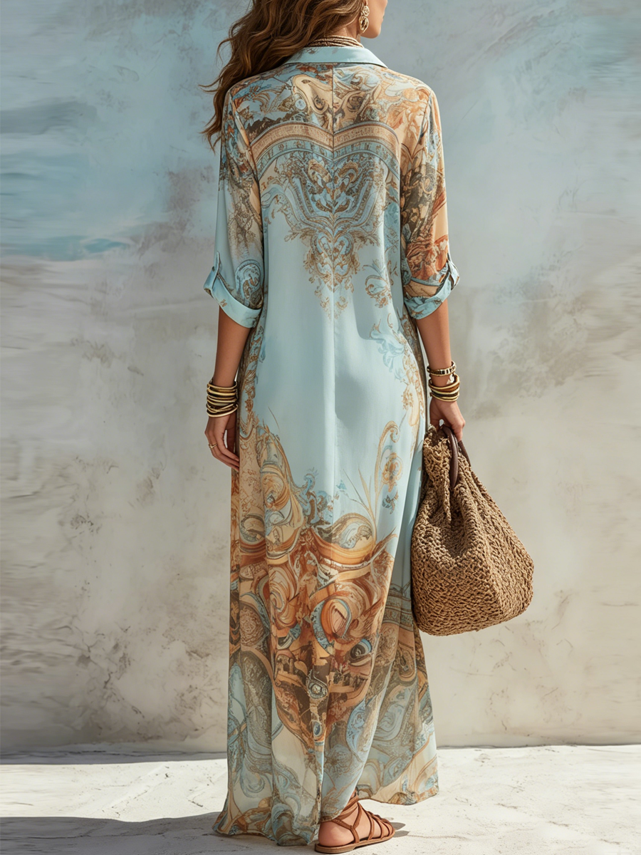 Lorna – Vestido Chemisier Mediterráneo