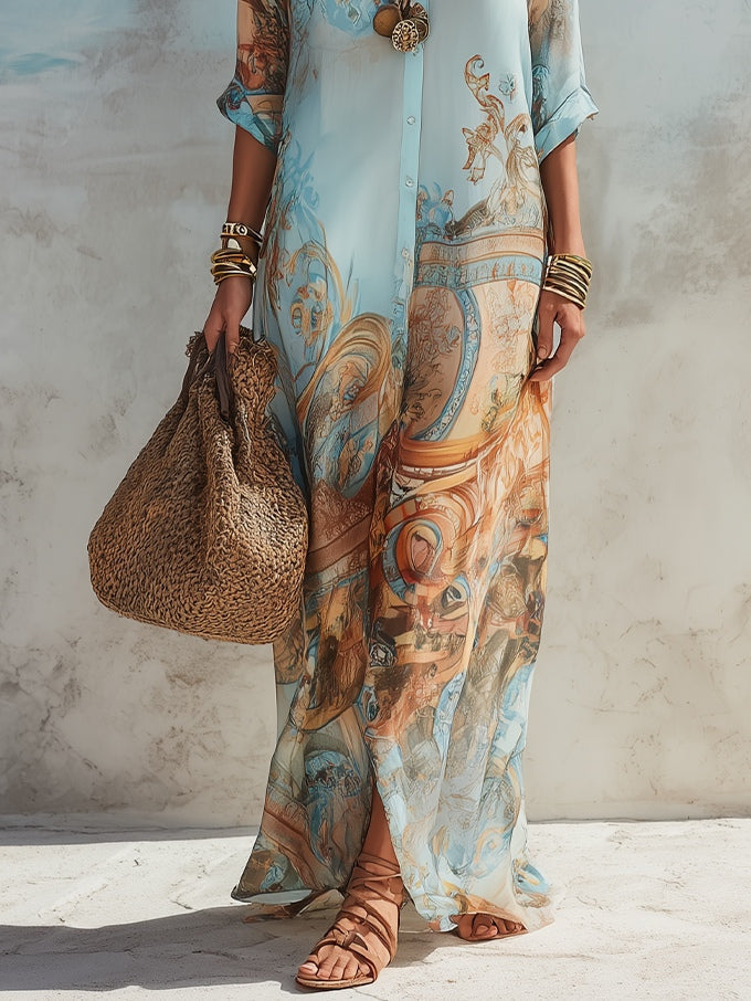 Lorna – Vestido Chemisier Mediterráneo