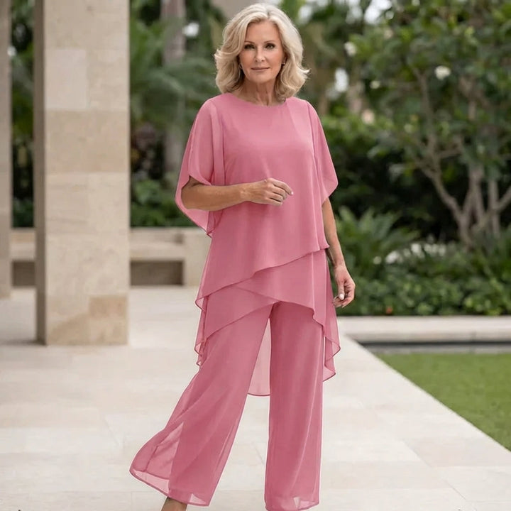 Carla - Traje con pantalones palazzo drapeados