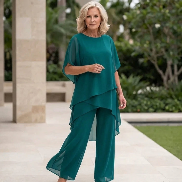 Carla - Traje con pantalones palazzo drapeados