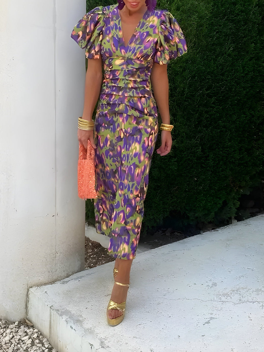Bella – Vestido con mangas plisadas