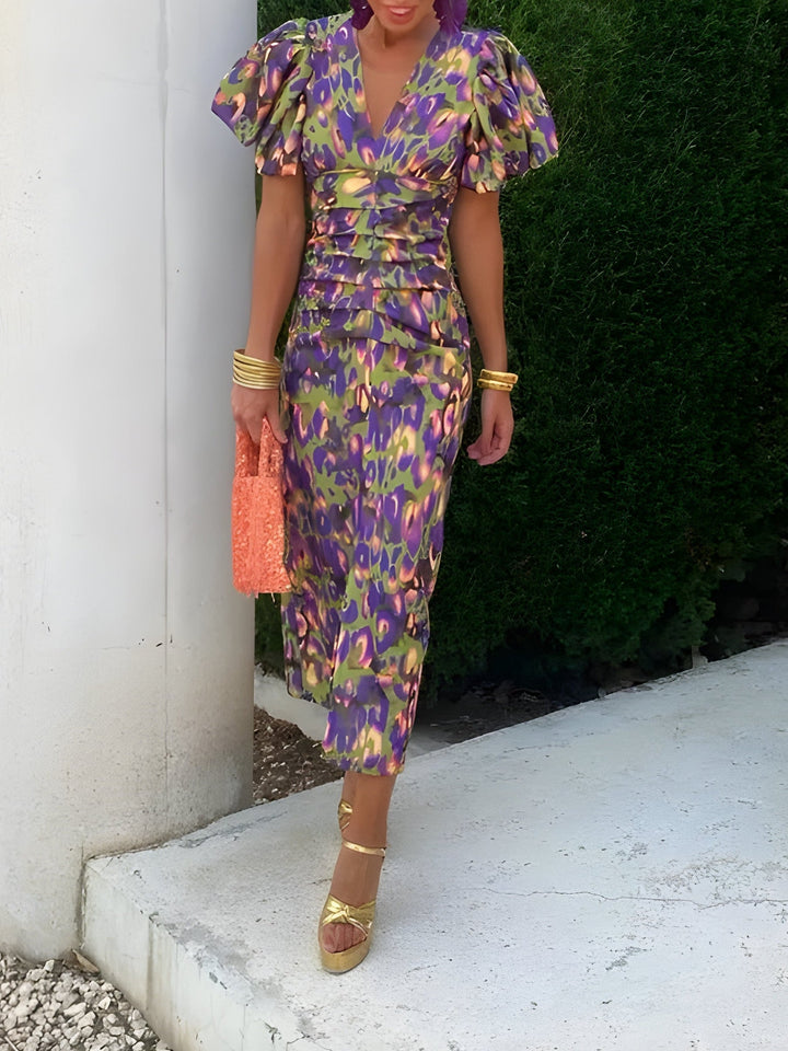 Bella – Vestido con mangas plisadas