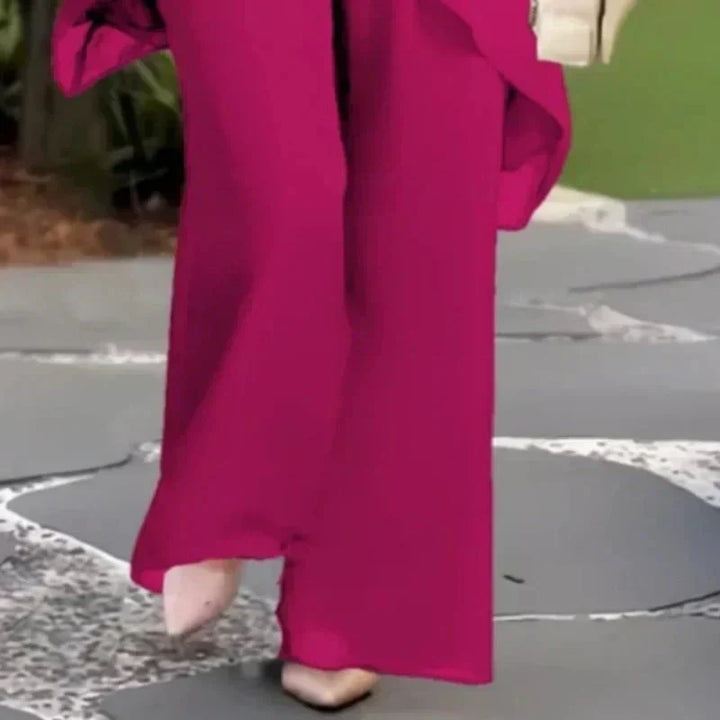 Carla - Traje con pantalones palazzo drapeados